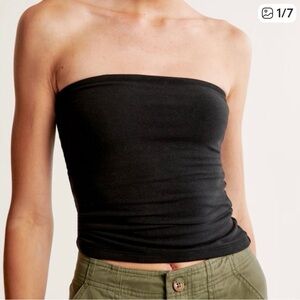 Abercrombie & Fitch Tube Top sz S Black Cropped Cotton Seamless Activewear